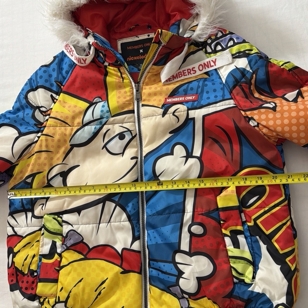Members Only X Nickelodeon Rugrats SpongeBob Puffer Jacket Fur Hood Medium Used - Picture 16 of 16